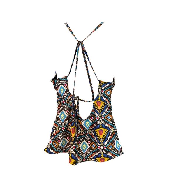 Womens Halter Tankini Swimsuit Top 14 Aztec Print Adjustable Straps Beach - Picture 2 of 7